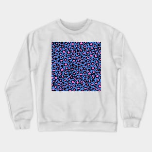 Leopard Pattern in Raspberry on Electric Blue Crewneck Sweatshirt